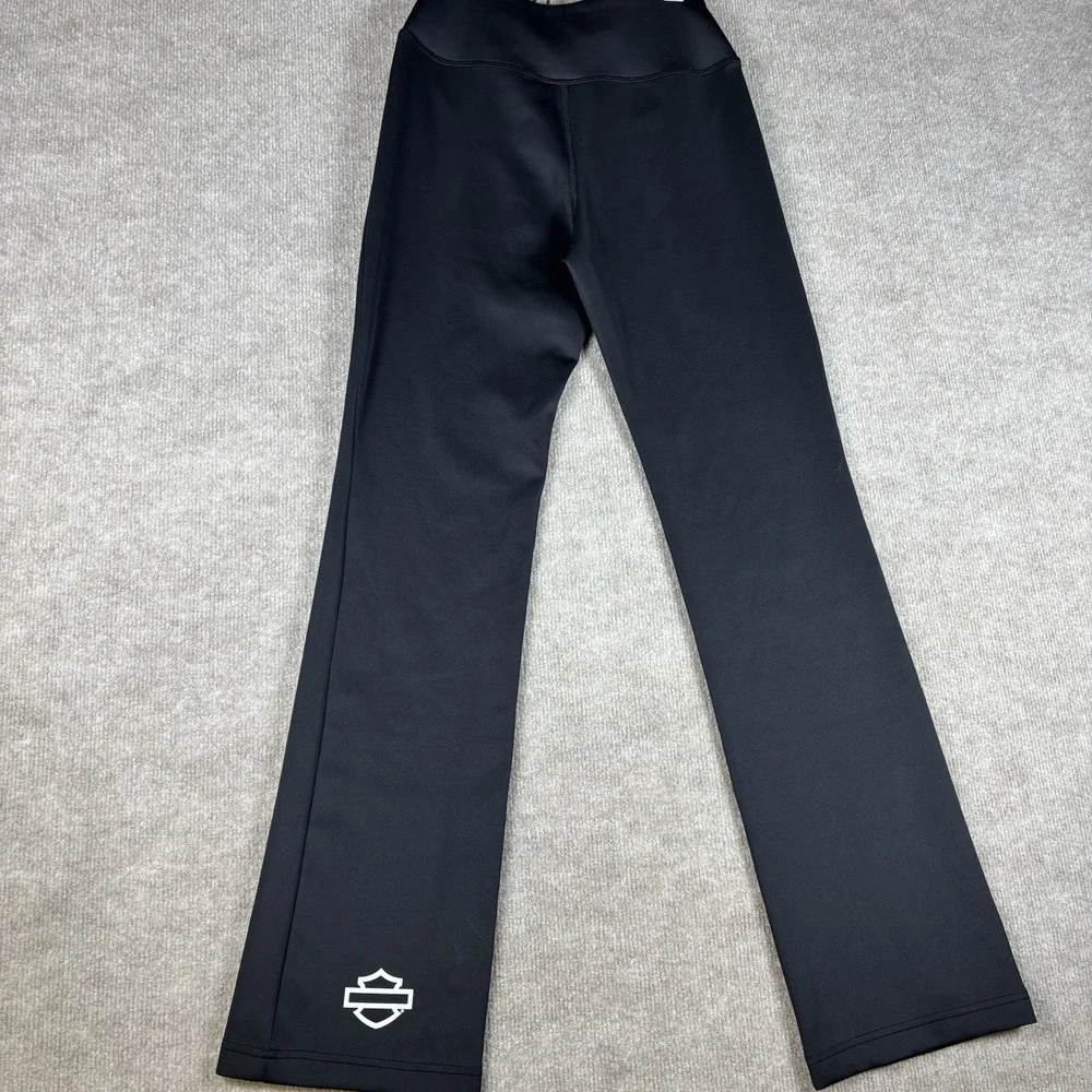 Harley-Davidson Womens Yoga Pants Black Bootcut Red Logo Stretch Size S - Picture 7 of 9